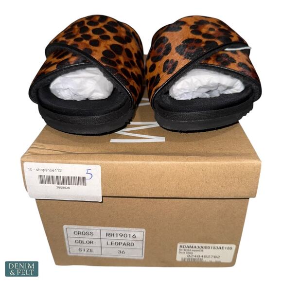 ROAM Cross Leopard Print Slides Women’s Size 5.5 Cozy Faux Fur Sandals NEW - Picture 5 of 10